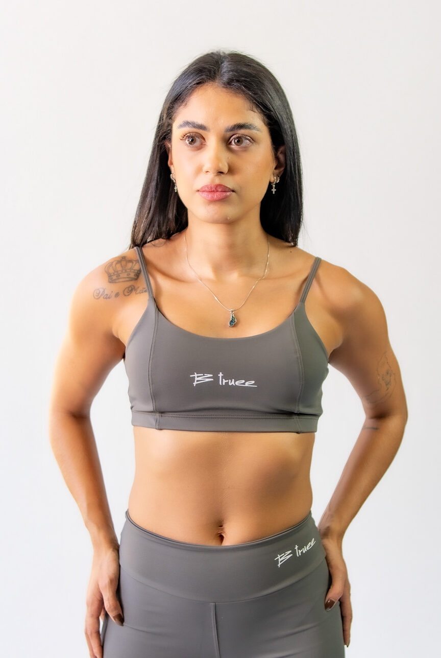 Top Fitinha Cinza Metal