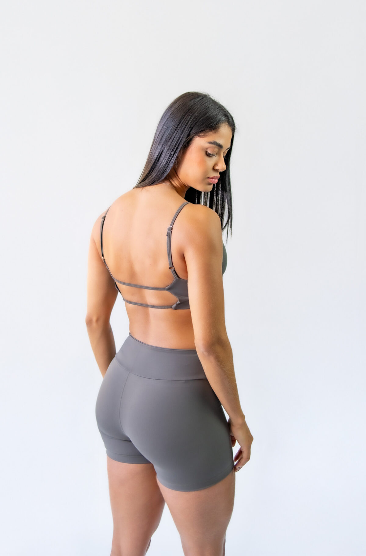 Top Fitinha Cinza Metal
