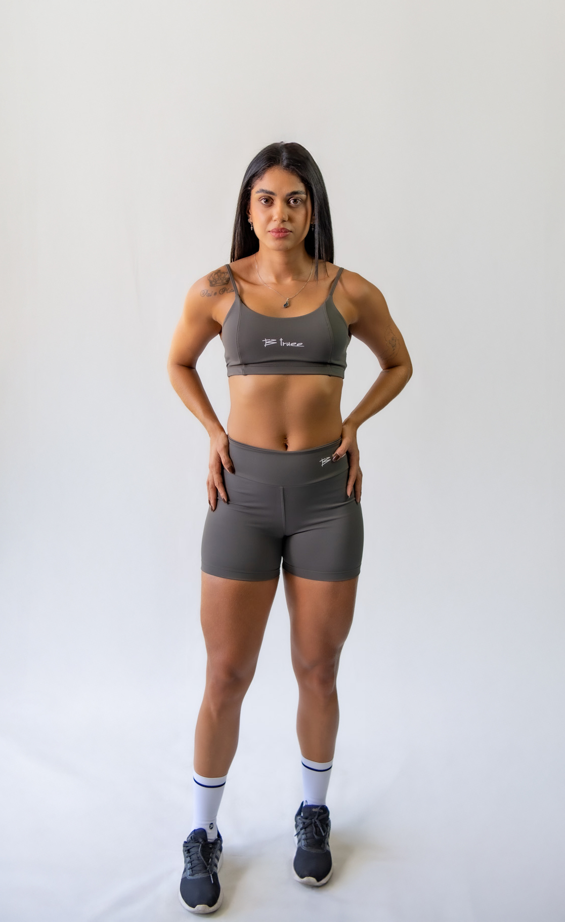 Top Fitinha Cinza Metal