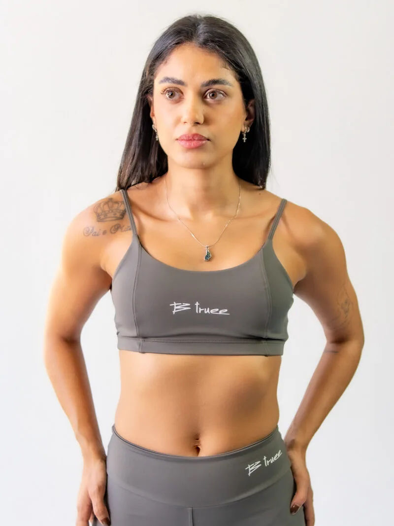 Top Fitinha Cinza Metal